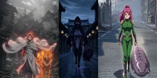 Anime Hero Walk Scene Videos generated by grok-video