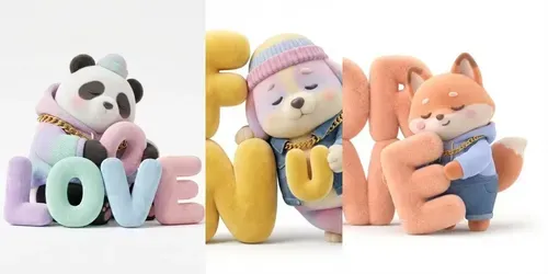 Cute Kawaii Plush Mascots Hugging Fluffies generated by gemini-image