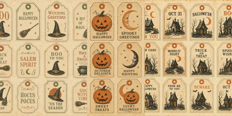 Vintage Halloween Gift Tag Sheets generated by undefined