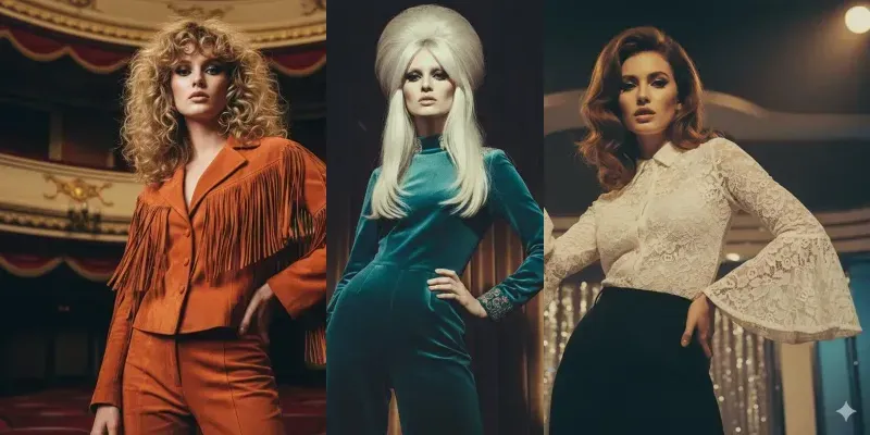 Vintage Glam Rock Model Fashion Photos generated by undefined
