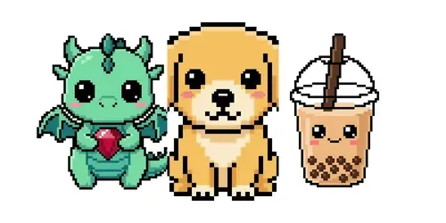 Pixel Cute Kawaii Cliparts generated by gemini-image