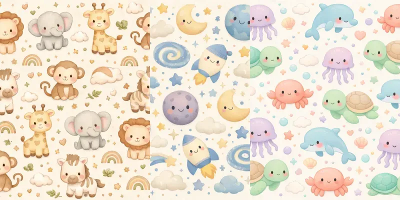 Boho Kawaii Baby Seamless Patterns generated by undefined