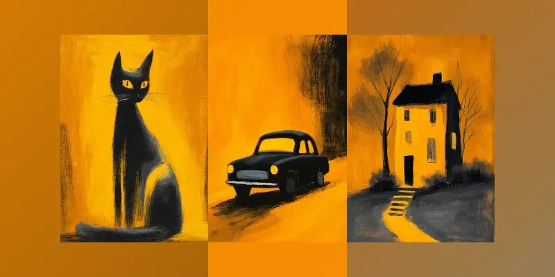 Mustard Black Gouache Art