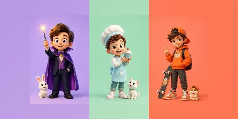 Cute 3D Cartoon Character Posters generated by undefined