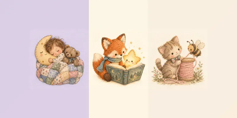 Vintage Felted Storybook Friends generated by undefined