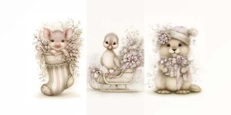Watercolor Christmas Character Cliparts generated by undefined