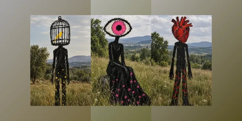 Primitive Figure Surreal Mixed Media Art