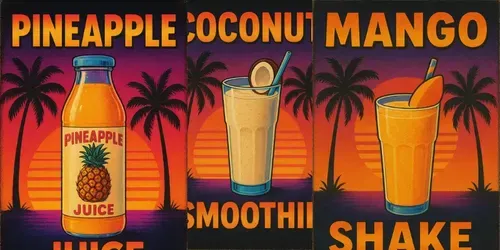 Retro Tropical Drink Ad Posters generated by chatgpt-image