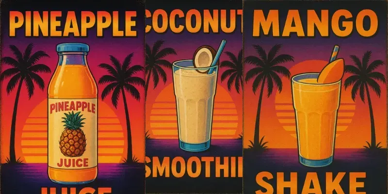 Retro Tropical Drink Ad Posters generated by undefined