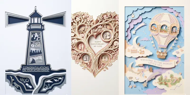 Layered Discovery Greeting Cards generated by undefined