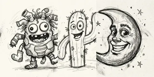 Raw Pencil Character Sketches generated by gemini-image