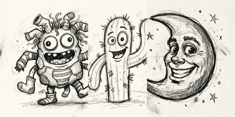 Raw Pencil Character Sketches generated by undefined