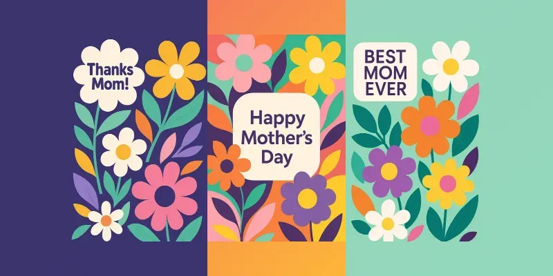 Mothers Day Modern Bloom Greetings Cards generated by undefined