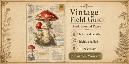 Vintage Field Guide Junk Journal Pages generated by midjourney