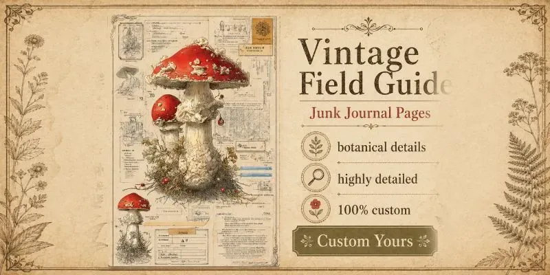 Vintage Field Guide Junk Journal Pages generated by undefined