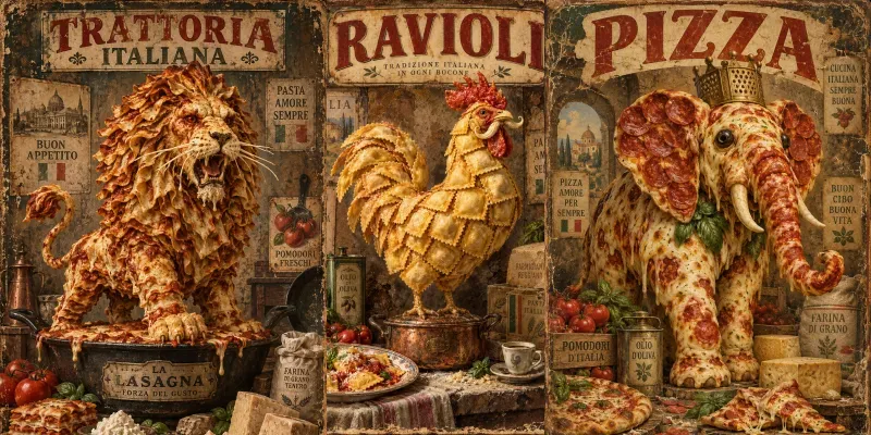 Surreal Italian Food Relics generated by undefined