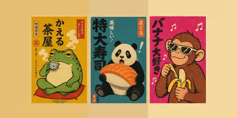 Vintage Japanese Matchbox Animal Posters generated by undefined