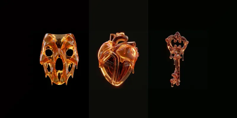 Neon Orange 3D Objects generated by undefined