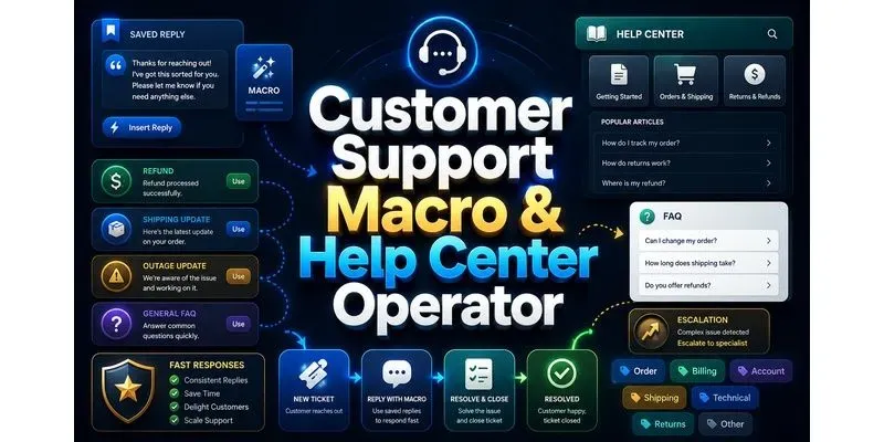Customer Support Macro Help Centers generated by undefined