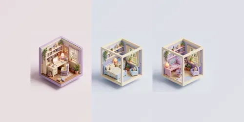 Cozy Isometric Mini Room 3D Art generated by gemini-image