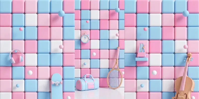 3D Pastel Grid Wall Visual Templates generated by undefined