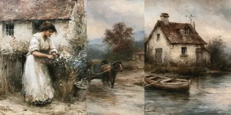 Masterful Countryside Oil Paintings generated by undefined