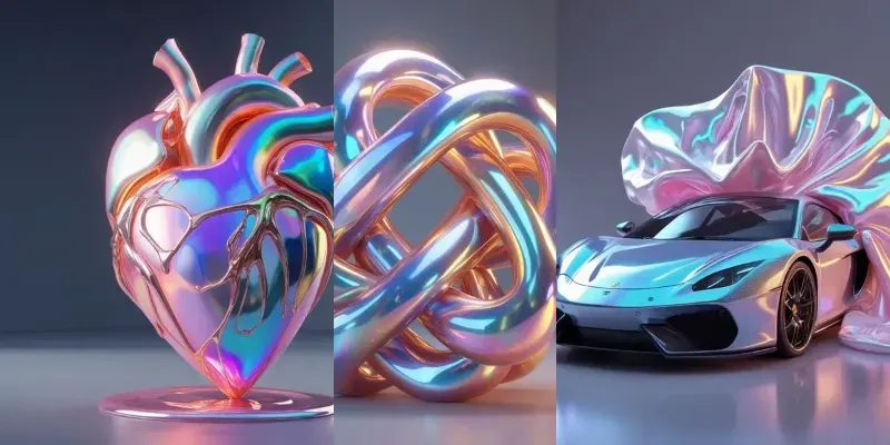 3D Iridescent Liquid Silk Sculptures generated by undefined