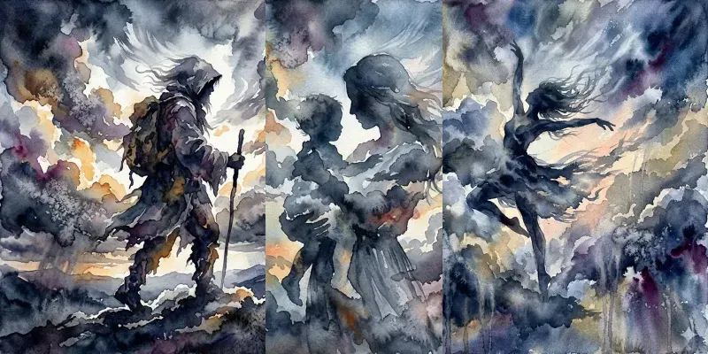 Celestial Cloud Silhouette Watercolors generated by undefined