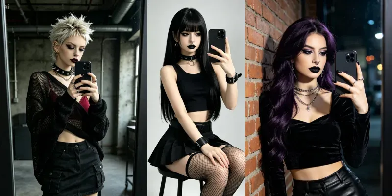 Goth Mirror Selfie Portraits generated by undefined