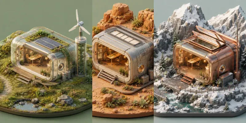 Futuristic Modular Workspace 3D Assets generated by undefined