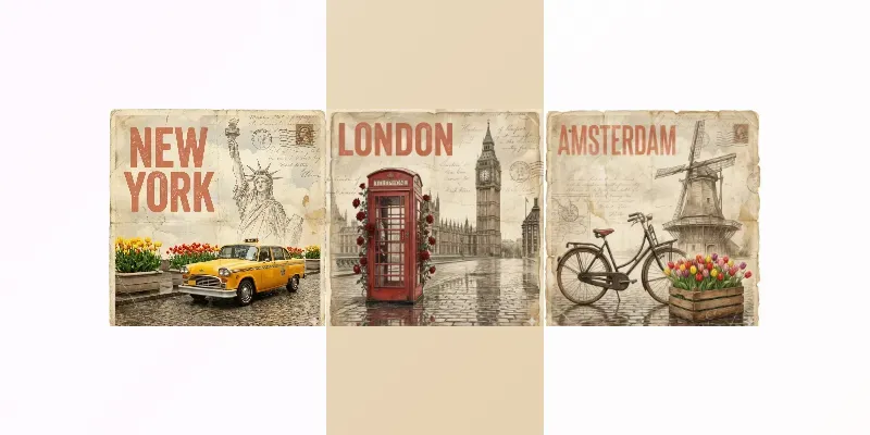 Vintage Travel Collage Art generated by undefined
