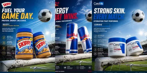 Premium Football Stadium Commercial Posts generated by chatgpt-image