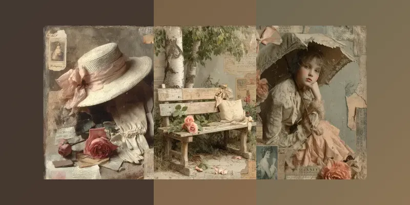 Victorian Vintage Rose Collage Papers generated by undefined