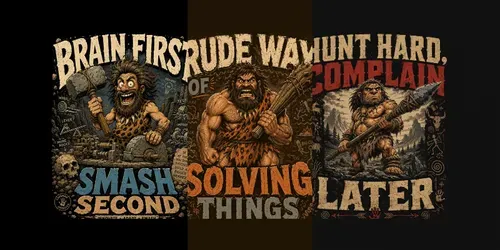 Savage Stone Age Vintage Tee Designs generated by chatgpt-image