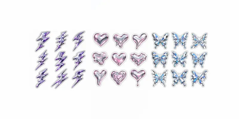 Y2k Chrome Sticker Sheet Packs generated by undefined