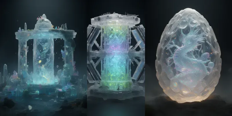 Bioluminescent Glass Dioramas generated by undefined