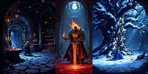 Pixel Art Dark Fantasy Scenes RPG Games generated by flux