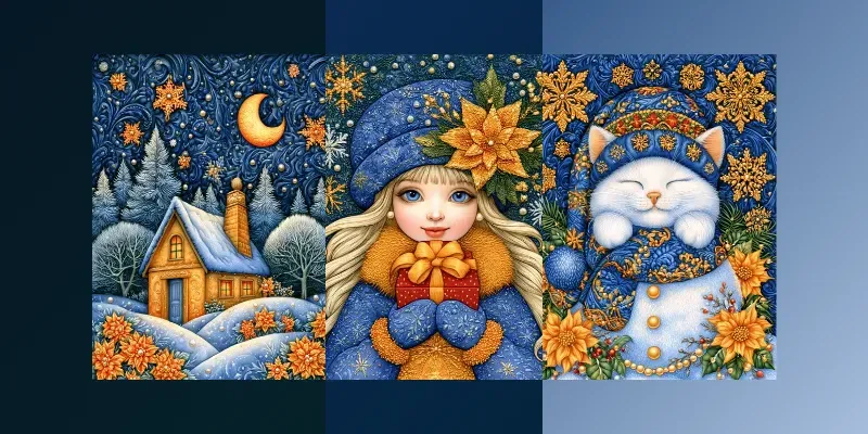 Colorful Christmas Illustrations generated by undefined