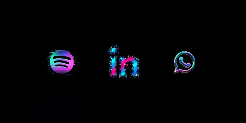 Pixel Iridescent Social Logos