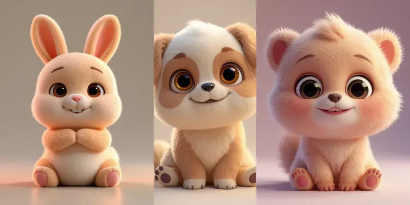 3D Cute Fluffy Cartoon Animals generated by undefined