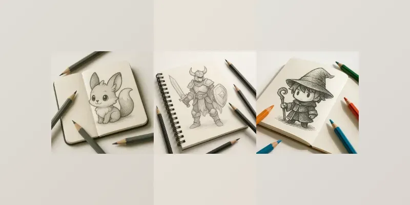 Sketchbook Character Concept Drawings generated by undefined