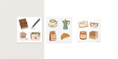 Cozy Aesthetic Daily Life Sticker Sheets generated by gemini-image