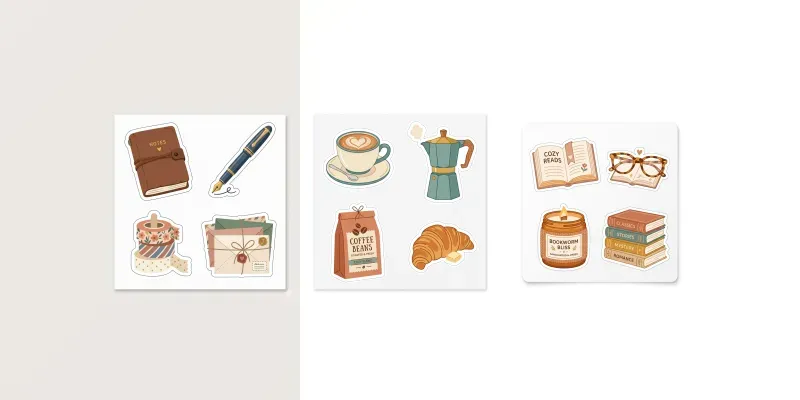 Cozy Aesthetic Daily Life Sticker Sheets generated by undefined