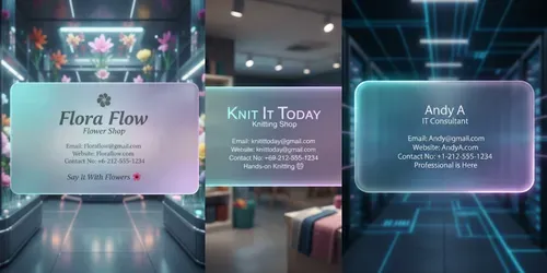Futuristic Cyber Glass Business Cards generated by gemini-image