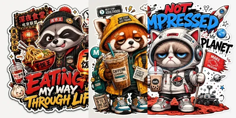 Urban Mood Mascot Sticker Collection Sets generated by undefined