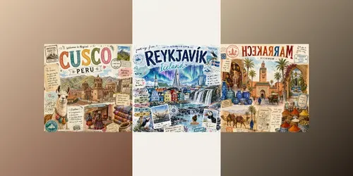 Whimsical Travel Sketch Poster Pack Art generated by chatgpt-image
