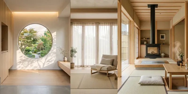 Zen Harmony Japandi Interior Photography generated by undefined