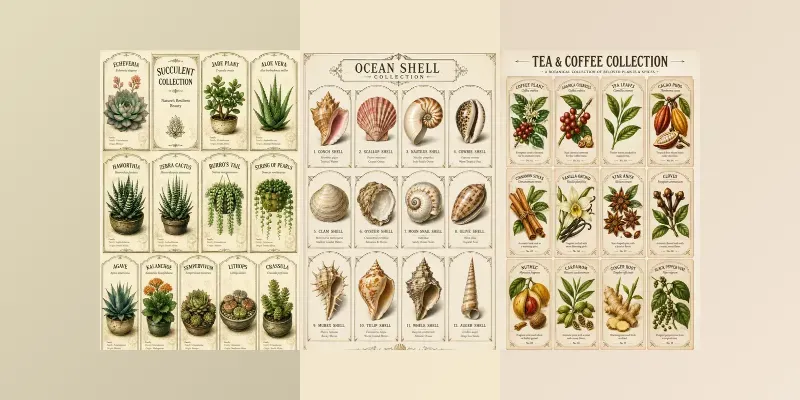 Vintage Botanical Label Collections generated by undefined