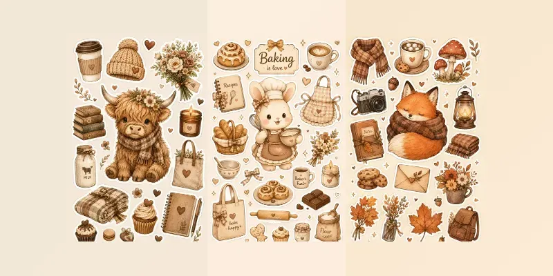 Cozy Aesthetic Sticker Packs generated by undefined