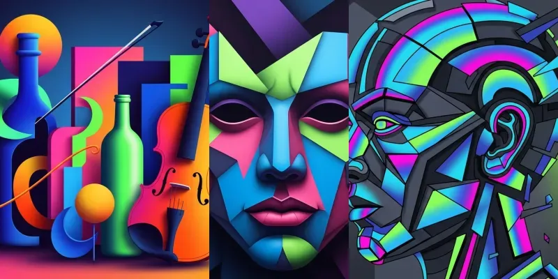 Modern Cubist Neon Abstractions generated by undefined